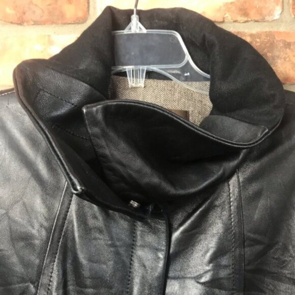 Danier Leather NEW Long Jacket Coat Wool Lined Pockets Zipper Snap Closure Tag L - Picture 7 of 16